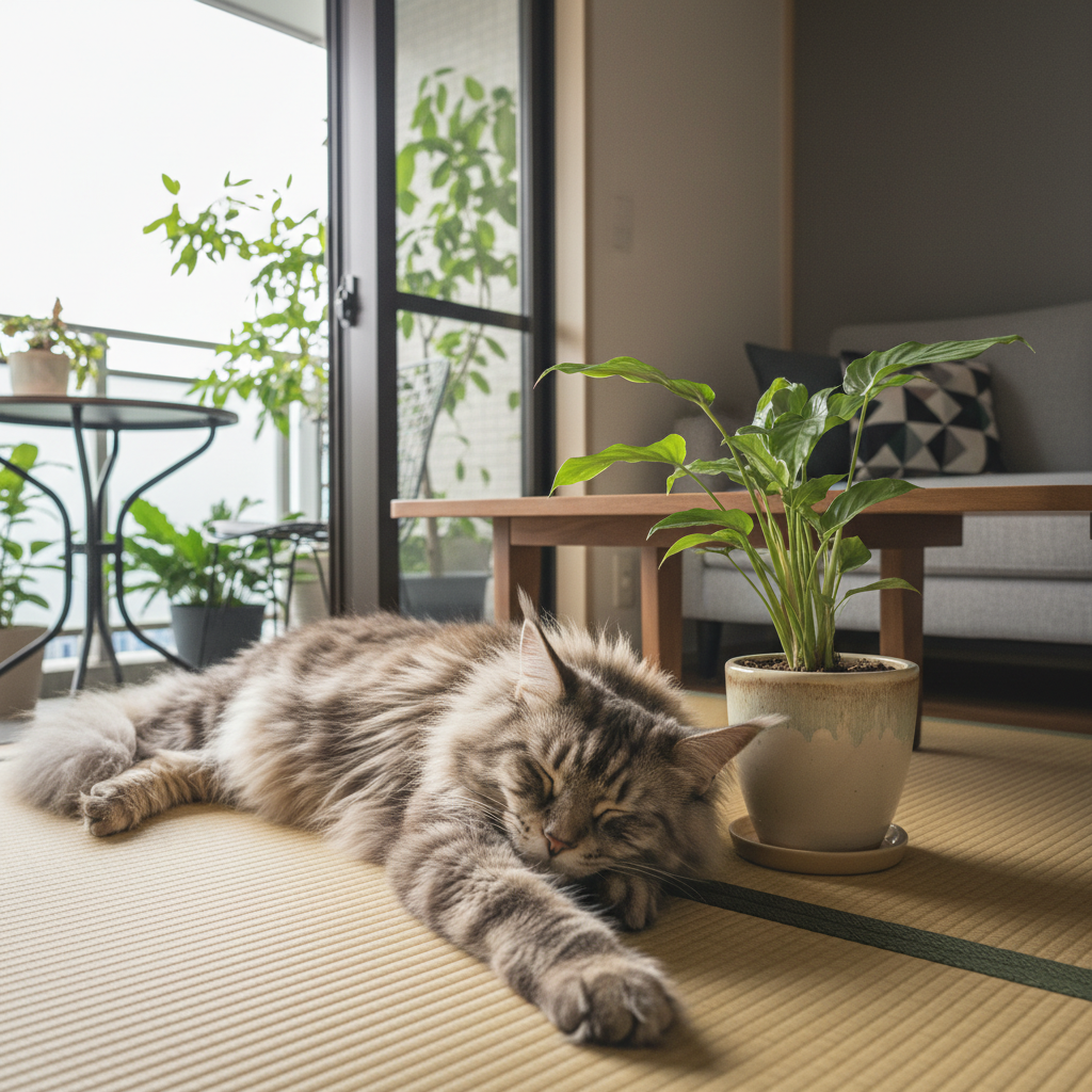 猫と観葉植物|安心の置き方