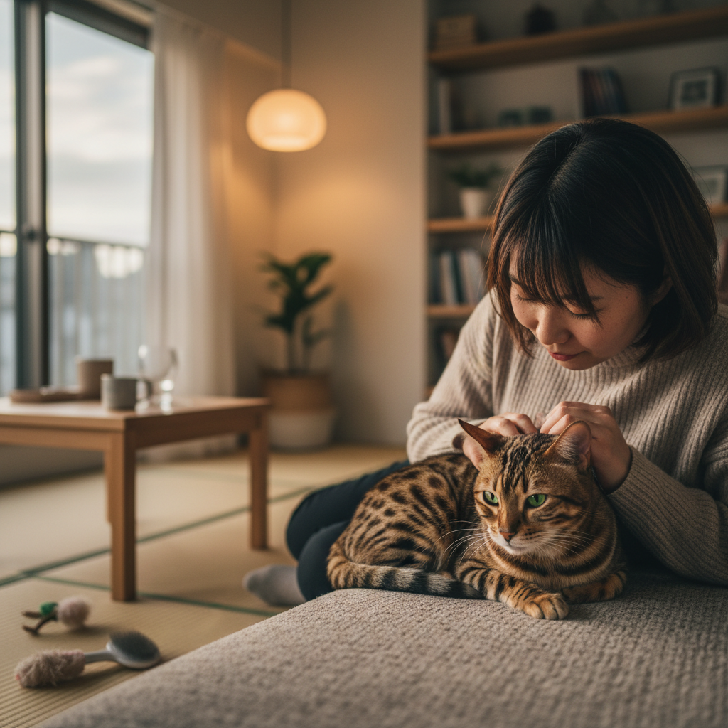 シャム猫の箱ブラシ練習｜背中1往復から
