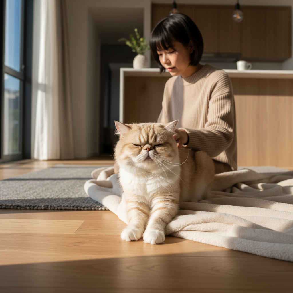 アビシニアンの台所乗り|降りた先の席を作る