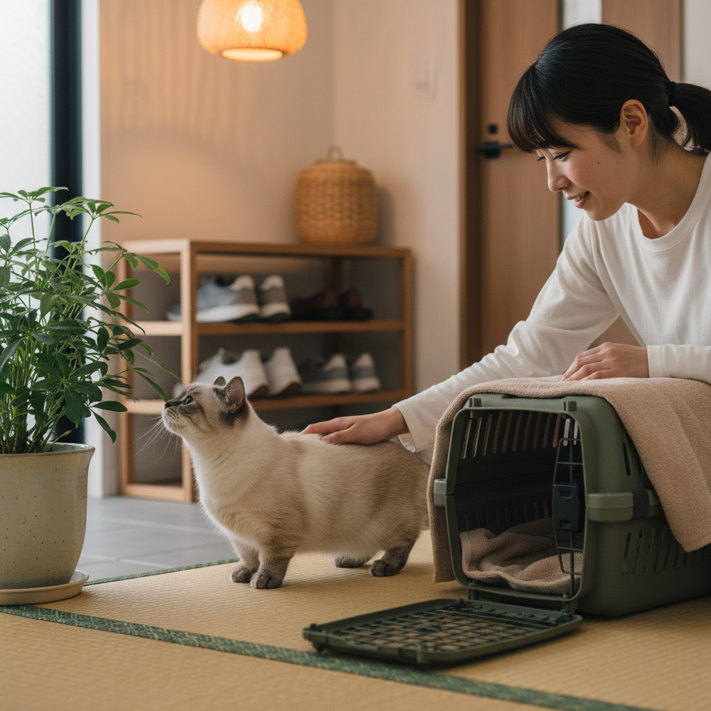 シャム猫の待合室|タオル1枚で視線をやわらげる